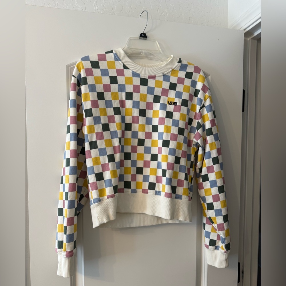 Vans Cream and Multicolor Checkered Sweatshirt